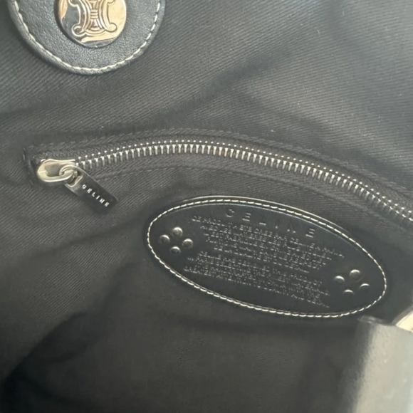 CELINE Blason Triomphe Pattern Handbag Totebag Black Vintage Old Celine - Picture 11 of 11